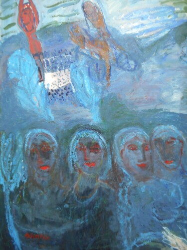 Painting titled "VOUS LES DAMES" by Mchartrie, Original Artwork, Acrylic Mounted on Cardboard