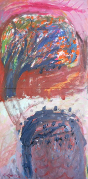 Pintura intitulada "ARBRE AUTOMNE HIVER" por Mchartrie, Obras de arte originais, Óleo Montado em Cartão