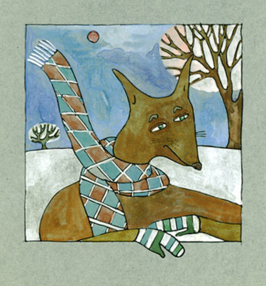 Картина под названием "Зимний Лис" - Marie Chekunina, Подлинное произведение искусства