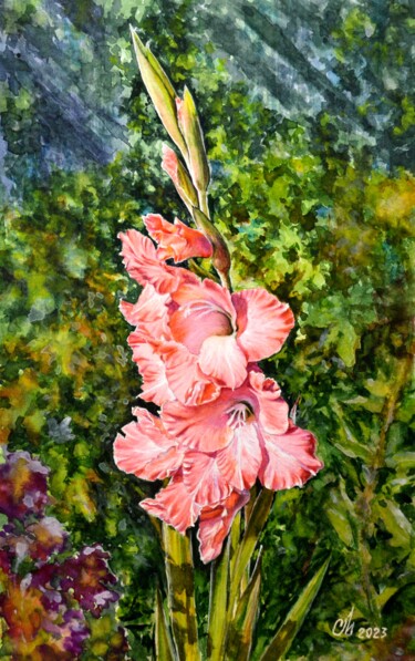 Картина под названием "цветы" - Михаил Сидоров, Подлинное произведение искусства, Акварель