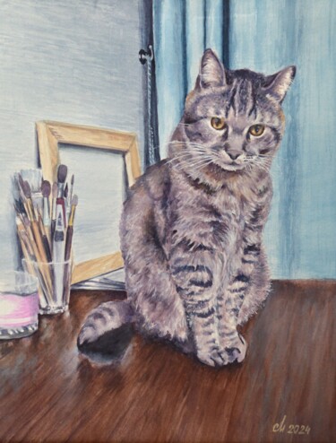 Pittura intitolato "Васька" da Mikhail Sidorov, Opera d'arte originale, Acquarello Montato su artwork_cat.