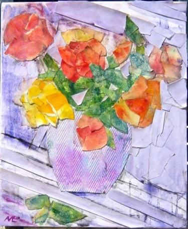Painting titled "Purple flower pot" by Agnes Mclaughlin, Original Artwork