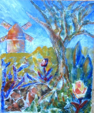Painting titled "Windmill" by Agnes Mclaughlin, Original Artwork, Oil