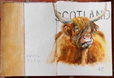 Painting titled "highland-cow.jpg" by Agnes Mclaughlin, Original Artwork, Watercolor