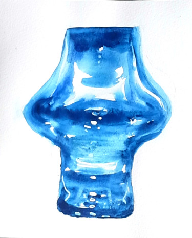 Painting titled "transparent blue la…" by Agnes Mclaughlin, Original Artwork, Watercolor