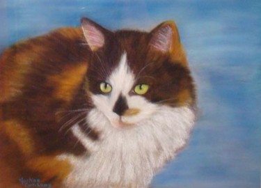 Peinture intitulée "chat plume" par Martine Cart-Lamy, Œuvre d'art originale