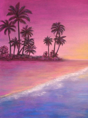 Peinture intitulée "coucher de soleil" par Martine Cart-Lamy, Œuvre d'art originale