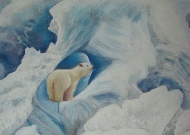 Peinture intitulée "ours blanc" par Martine Cart-Lamy, Œuvre d'art originale
