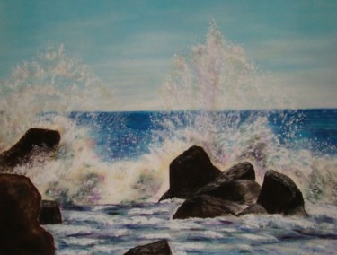 Peinture intitulée "mer agitée !" par Martine Cart-Lamy, Œuvre d'art originale