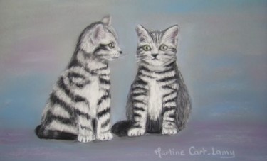 Peinture intitulée "chatons" par Martine Cart-Lamy, Œuvre d'art originale