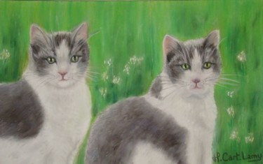 Peinture intitulée "chats gris" par Martine Cart-Lamy, Œuvre d'art originale