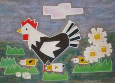 Peinture intitulée "poule!" par Martine Cart-Lamy, Œuvre d'art originale