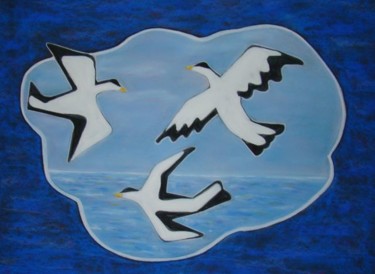 Drawing titled "mouettes" by Martine Cart-Lamy, Original Artwork