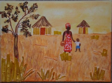 Painting titled "Afrique2" by Martine Cart-Lamy, Original Artwork