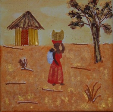 Painting titled "Afrique 3" by Martine Cart-Lamy, Original Artwork