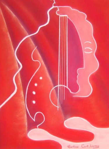 Drawing titled "guitare" by Martine Cart-Lamy, Original Artwork