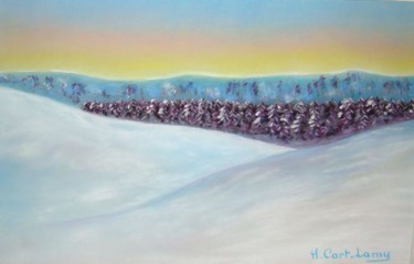 Painting titled "Jura en hiver 2" by Martine Cart-Lamy, Original Artwork