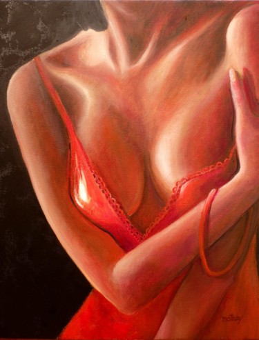 Peinture intitulée "nu-rouge" par Matray Marie-Christine, Œuvre d'art originale