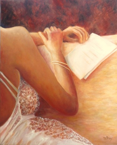 Painting titled "la lettre" by Matray Marie-Christine, Original Artwork, Oil
