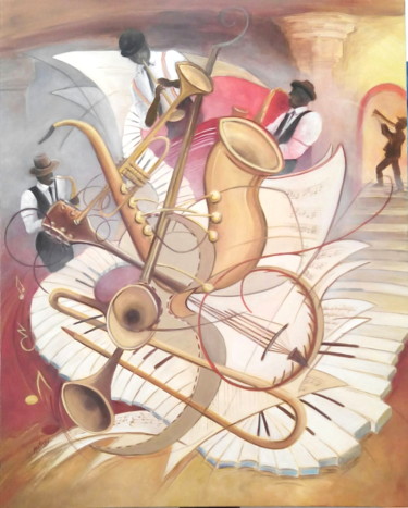 Jazz New-Orleans Peinture intitulée "Jazz New-Orleans" par Matray Marie-Christine, Œuvre d'art originale, Huile