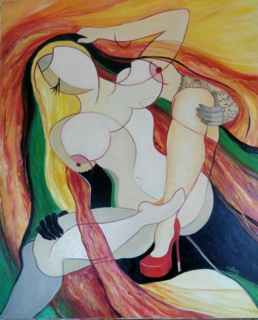 Peinture intitulée ""Tomber la soutane"" par Matray Marie-Christine, Œuvre d'art originale, Huile