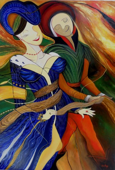 Painting titled "Danse funèbre" by Matray Marie-Christine, Original Artwork, Oil