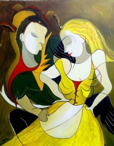 Pintura intitulada "Le couple" por Matray Marie-Christine, Obras de arte originais, Óleo