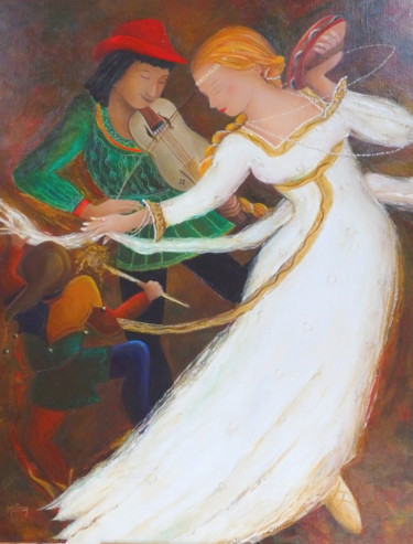 Peinture intitulée "La dame blanche" par Matray Marie-Christine, Œuvre d'art originale, Huile