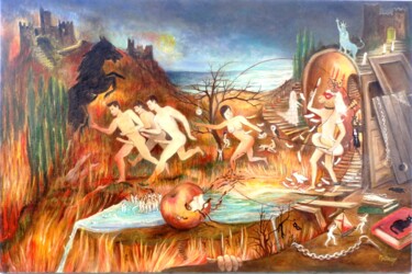 Peinture intitulée "Cap d'Agde-aventure…" par Matray Marie-Christine, Œuvre d'art originale, Huile