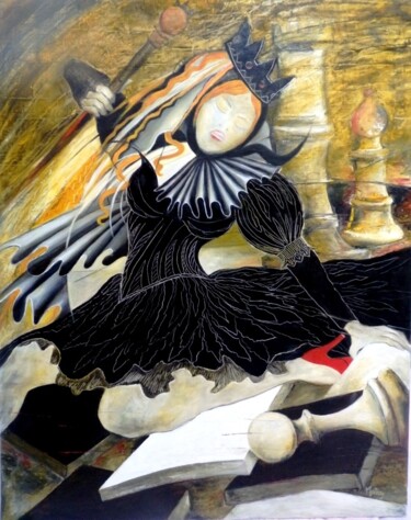 Pintura titulada "Echec à la reine no…" por Matray Marie-Christine, Obra de arte original, Oleo