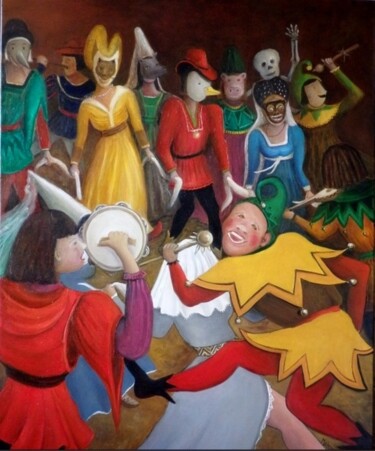 Pittura intitolato "Danse macabre" da Matray Marie-Christine, Opera d'arte originale, Olio