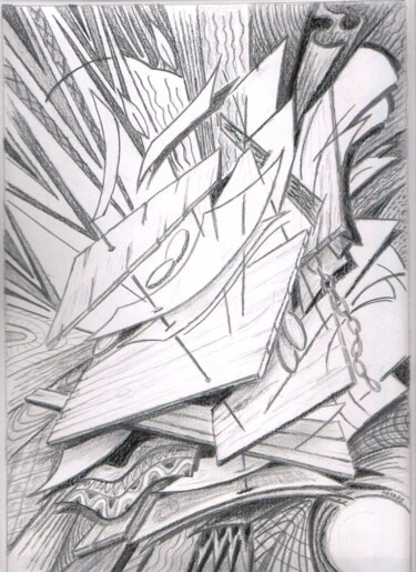 Рисунок под названием "dessin - la crise" - Matray Marie-Christine, Подлинное произведение искусства, Древесный уголь
