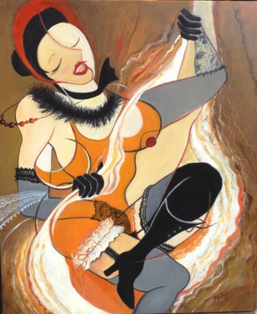 Картина под названием "La Goulue-French Ca…" - Matray Marie-Christine, Подлинное произведение искусства, Масло