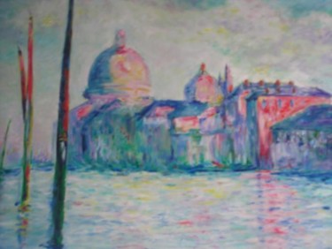 Peinture intitulée "hommage à Monet" par Marie Claude Mauffrey, Œuvre d'art originale, Huile