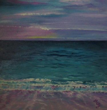 Peinture intitulée "sable rose et eau b…" par Grotenclaes-Mergiotti Marie-Claire, Œuvre d'art originale, Huile