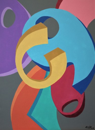 Peinture intitulée "HOOPS, LOOPS AND HO…" par Mitch Nye, Œuvre d'art originale, Acrylique Monté sur Châssis en bois