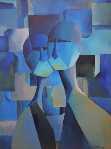 Malerei mit dem Titel "TWO BLUE.jpg" von Mitch Nye, Original-Kunstwerk, Acryl