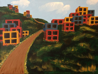 Painting titled "ON THE HILLS" by Mitch Nye, Original Artwork, Acrylic