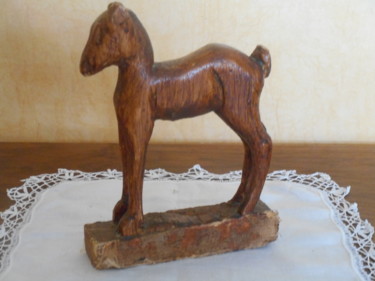 Sculpture intitulée "petit âne" par Martine Chatain Ottelé, Œuvre d'art originale, Bois