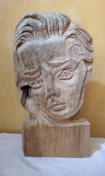 Sculpture intitulée "Dans la défiance" par Martine Chatain Ottelé, Œuvre d'art originale, Bois