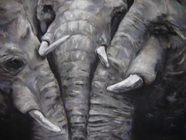 Painting titled "3 elephants" by Mc Palcowski, Original Artwork, Other