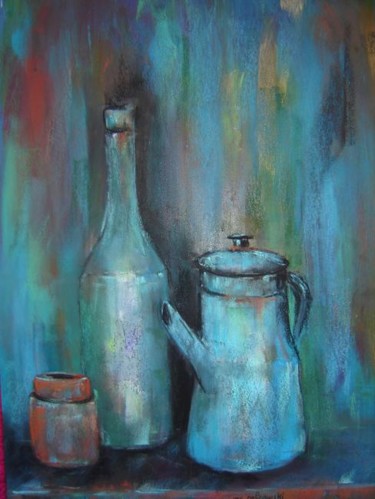 Pintura intitulada "la cafetiere bleue" por Mc Palcowski, Obras de arte originais, Outro