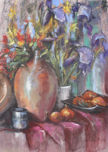 Peinture intitulée "compo aux iris" par Mc Palcowski, Œuvre d'art originale, Autre