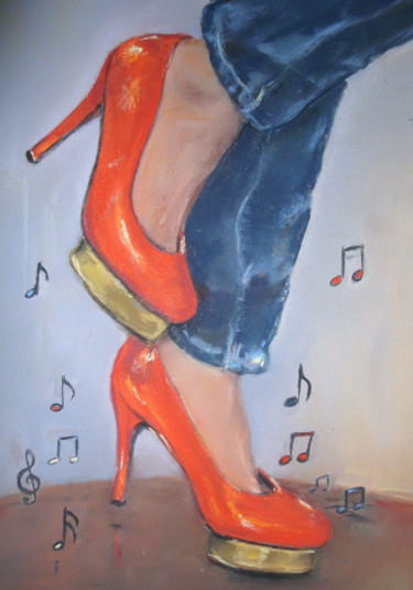 Peinture intitulée "escarpins musique" par Mc Palcowski, Œuvre d'art originale, Pastel