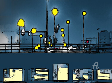 Digital Arts titled "City At Night II" by Marco Brugts, Original Artwork, 2D Digital Work