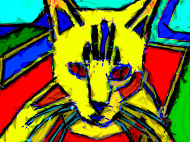 Digital Arts titled "Pablo Picasso's Cat" by Marco Brugts, Original Artwork, Digital Painting