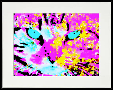 Digital Arts titled "Pop Art Tomcat (fra…" by Marco Brugts, Original Artwork, Digital Painting