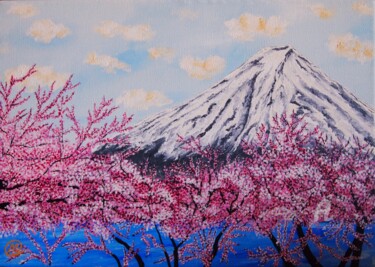 Malerei mit dem Titel "Monte Fuji" von María Del Carmen Pérez, Original-Kunstwerk, Acryl