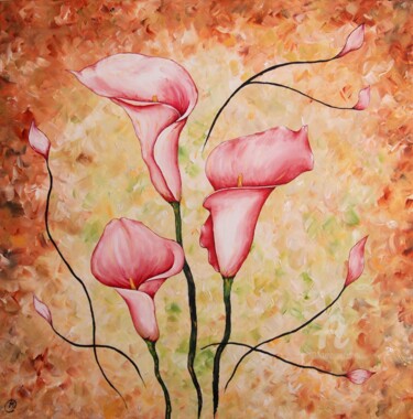 Pintura titulada "Flores al viento" por María Del Carmen Pérez, Obra de arte original, Acrílico