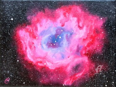 Pintura intitulada "Nebulosa Roseta" por María Del Carmen Pérez, Obras de arte originais, Óleo Montado em Armação em madeira